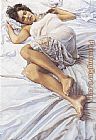 Close Paintings - When her Blue Eyes Close by Steve Hanks